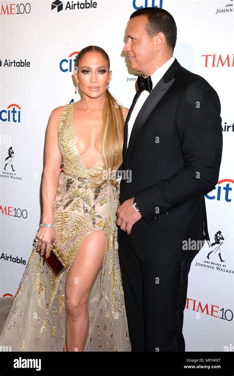 Jennifer Lopez and her boyfriend Alex Rodriguez attending the 2018 Time ...