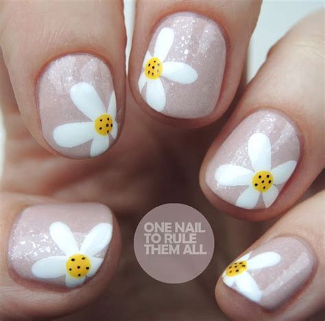 One Nail To Rule Them All: Pink Frosted Daisies | Girls nail designs ...