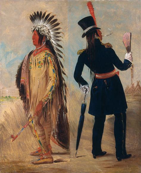 Assiniboin Native American, 1832 Painting by George Catlin