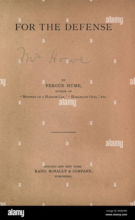 For the defense : Hume, Fergus, 1859-1932 Stock Photo - Alamy