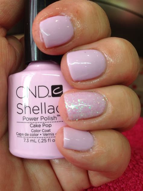 cnd shellac  cake pop  white holographic glitter shellac nail