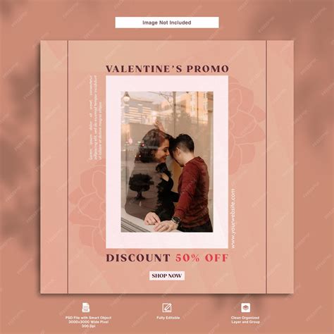 Premium PSD | Valentine promotion minimalist design instagram post template