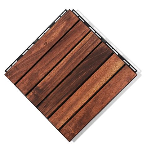 BEEFURNI Interlocking 12" x 12" Flooring Tile Wood Interlocking Deck