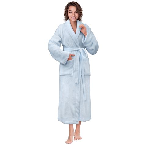 pavilia light blue women robe fleece plush soft fluffy fuzzy cozy warm