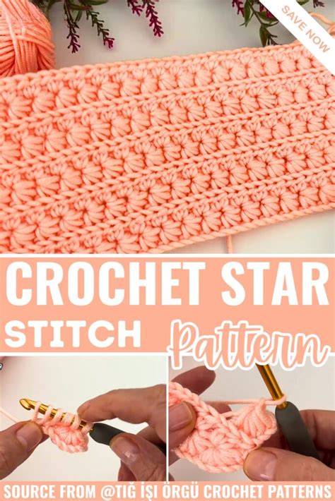 crochet star stitch step  step video tutorial yarn items