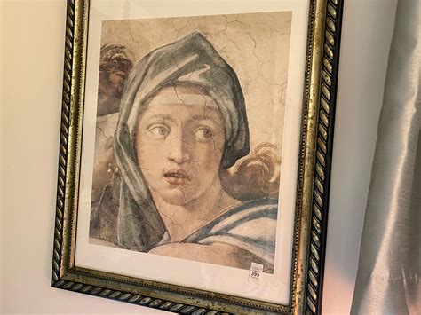 Lot - print of delphic sibyl by michelangelo 19x23