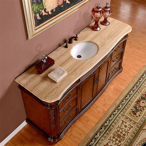72-inch Wide Travertine Top Large Single Sink Bathroom Vanity Cabinet