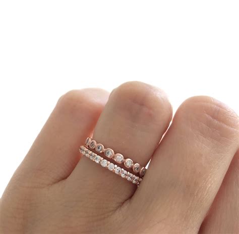 Rose Gold Wedding Bands. Eternity Band Ring. Fine Cz Stacking Rings ...