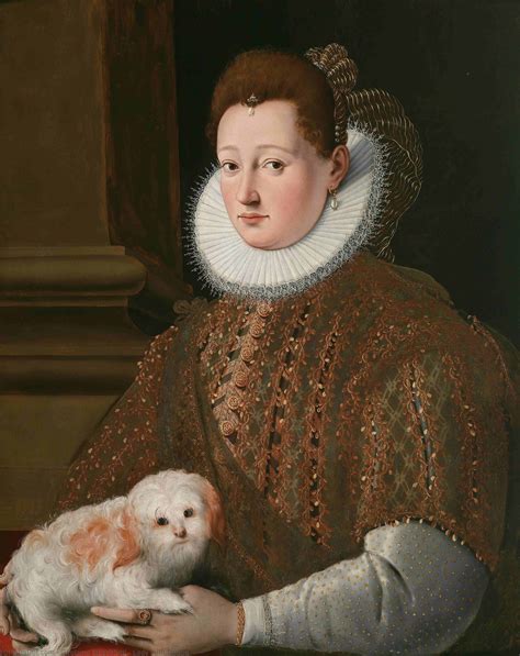 Museum Art Reproductions Lady with lapdog by Girolamo Macchietti (1535
