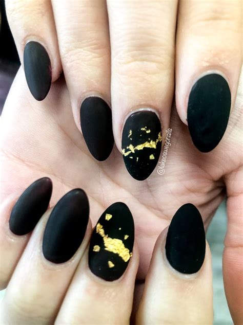 Matte Black & Gold Nails | Gold nails, Black gold nails, Nails