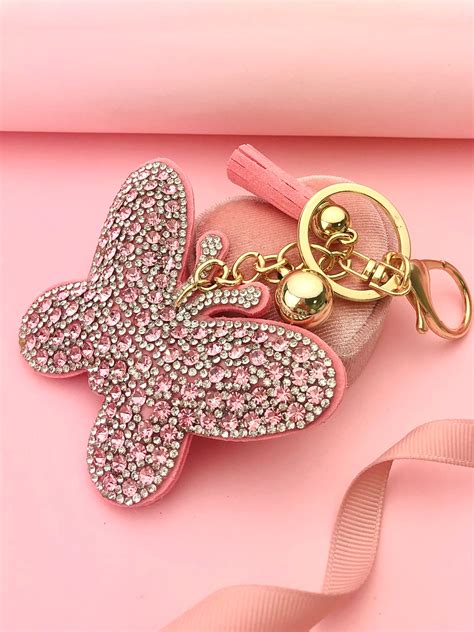 Brelok różowy motylek z cyrkoniami - Coralove