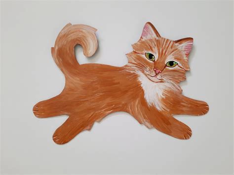 Ginger Cat Wall Art Hand Painted Cat Art Gift for Cat Lover - Etsy