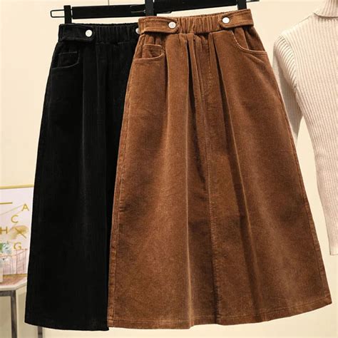 Corduroy A-line Long Skirt - Сottagecore clothes