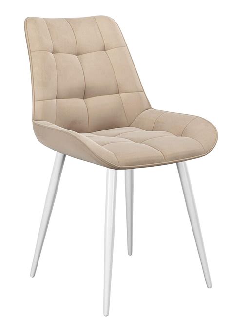 Стул обеденный мягкий на белых ножках бежевый beige B03 206М - купить ...