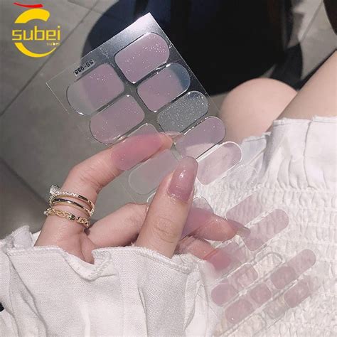 Adesivos De Unhas Gel - SUBEI Adesivos De Unhas Em Gel , Semi Cured 22Strips Patch ...