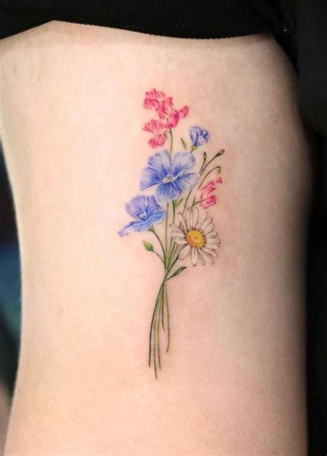 Daisy tattoo, Tattoos, Birth flower tattoos