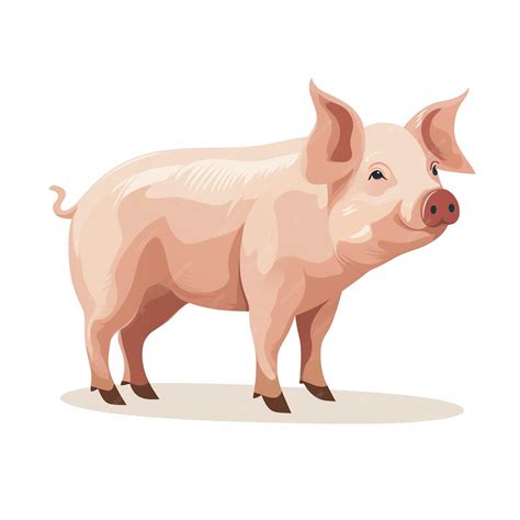 Vetor porco isolado ilustração animal de fazenda mamífero porco