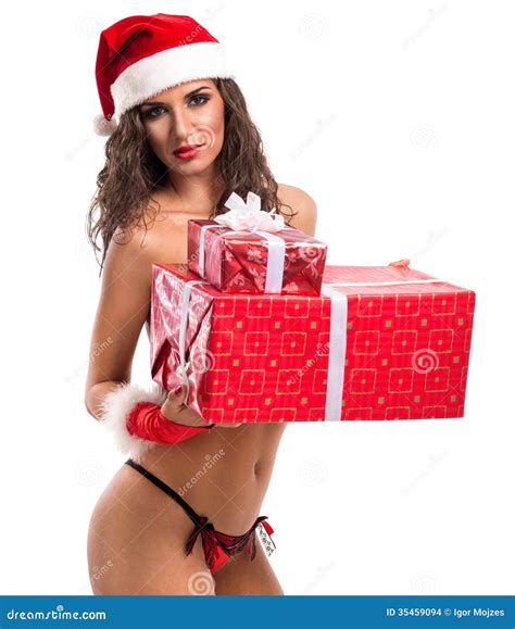 Naked Christmas lady stock photo. Image of merry, lingerie - 35459094