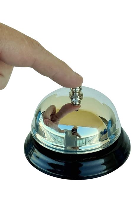 Desk Bell Silver : Classic Chrome Metal : Christmas Ding Ding