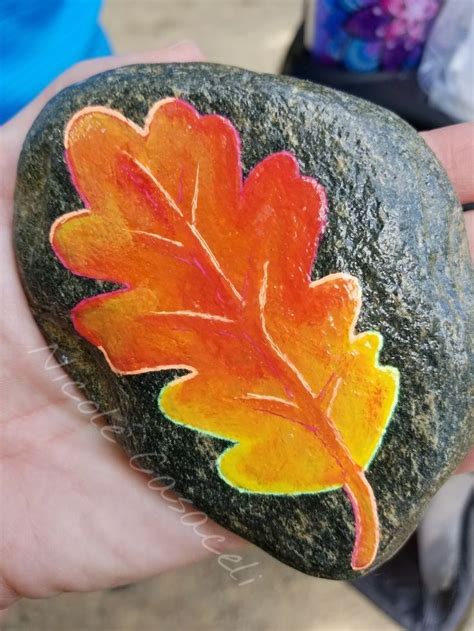 Leaf, fall leaves, autumn painted rock #paintedrocks #kindnessrocks in ...