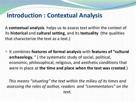 context introduction  contextual analysis