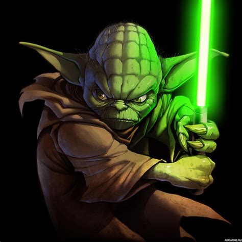 Йода с зелёным световым мечом — Картинки и авы | Yoda wallpaper, Star ...