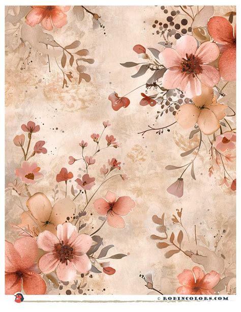 rose gold coral floral paper printable robin colors