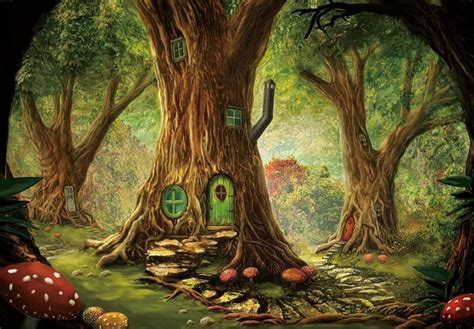 Fantasy Forest Fairy Tale Ivy Night Moon Stars Background Custom