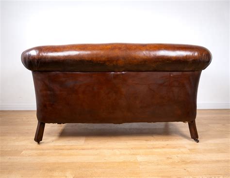 Victorian Double Drop-end Chesterfield Leather Sofa By Robertson