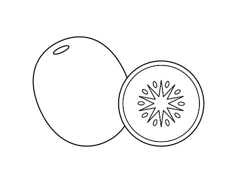 Garis Besar Buah Kiwi Untuk Template Buku Mewarnai Lembar Kerja ...