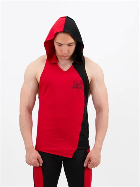 Мужская спортивная майка с капюшоном fitU Shadow red L Красно-черная от ...
