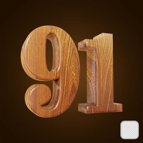 Premium PSD | Wooden number 91 texture 3d illustration
