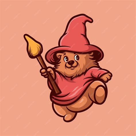 premium vector fat bear wizard creative cartoon illustration