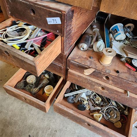 c71- antique wooden drawers with items - Leftover Treasures