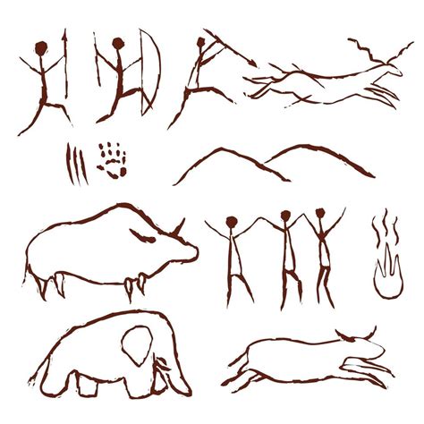 Cave rock painting old art symbols 1257278 Vector Art at Vecteezy