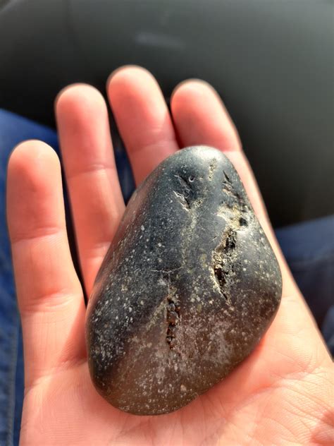 super smooth black rock  white spots   magnetic