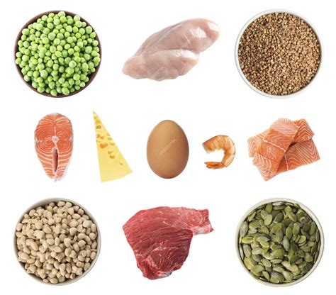 Premium Photo | Set with food rich in protein on white background