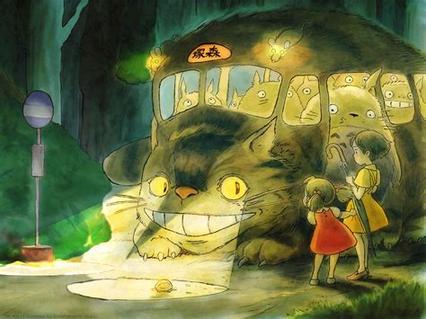 My Neighbor Totoro HD Wallpaper: Catbus & Kusakabe Sisters