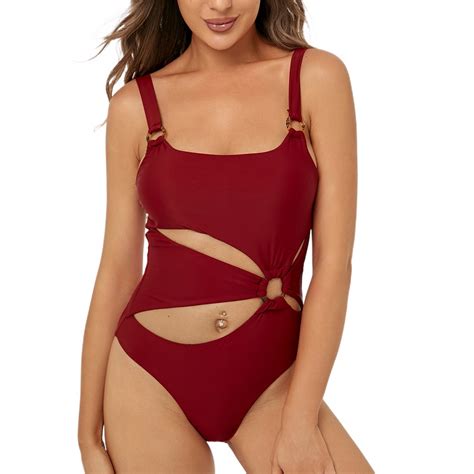 SWSMCLT Women's Sexy Cut Out Swimsuit Twist Front Beach Scoop Neck