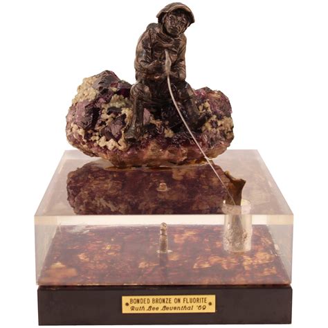 Ruth Lee Leventhal Sculpture of a Fisherman in Bronze and Fluorite at