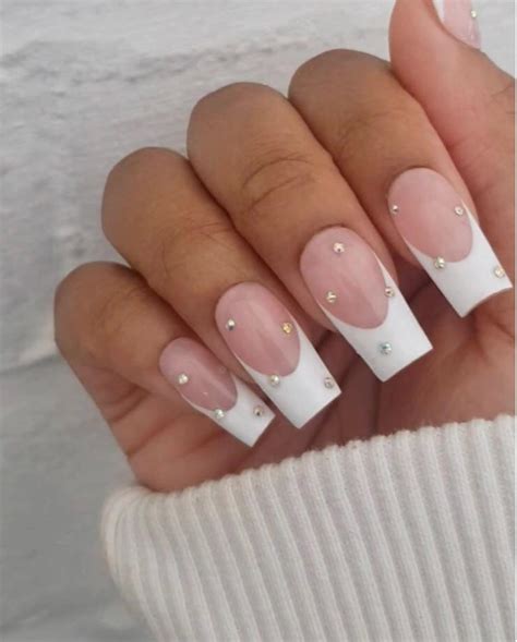 fancy french rhinestones nails french nails fancy nails luxury nails