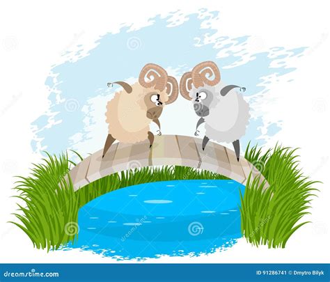 rams  bridge stock vector illustration  water