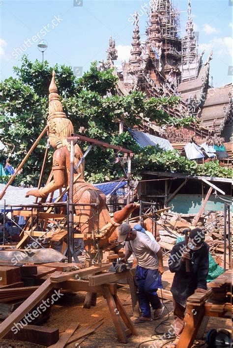 fifty highly skilled wood carvers working editorial stock photo stock