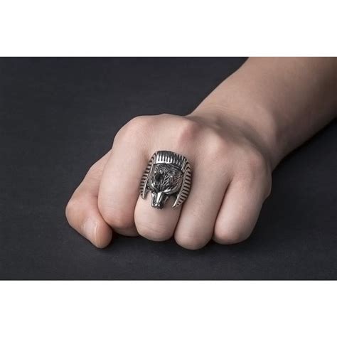 wolf head full stainless steel womens  defense ring cakra edc