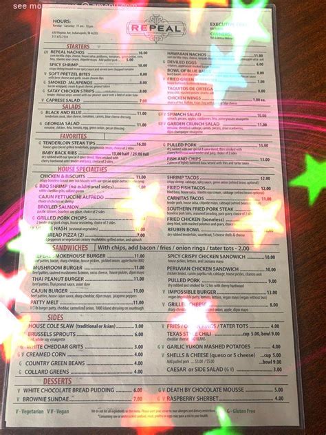 Online Menu of Repeal Restaurant Restaurant, Indianapolis, Indiana ...