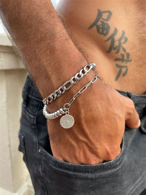 pin  mediaplot  body tattoo mens silver jewelry mens bracelet