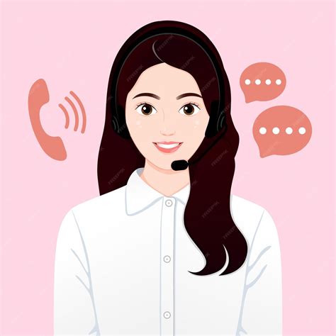Premium Vector | Smiling asian business call center woman wearing