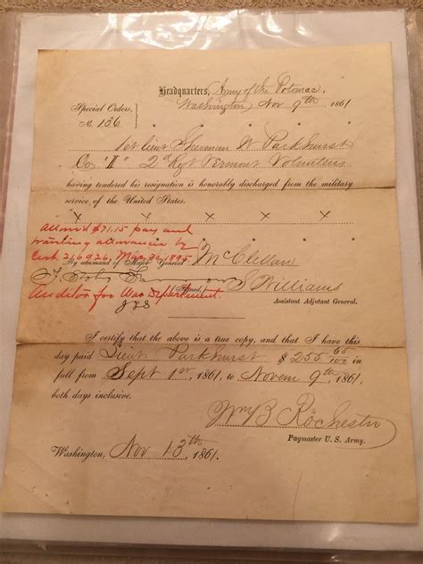 RARE! Civil War Era 1861 US Headquarters, ARMY OF THE POTOMAC Signed