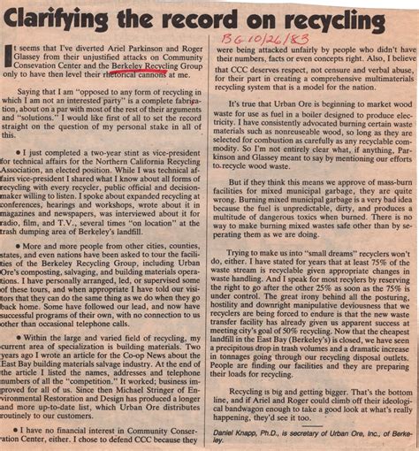 Clarifying the Record on Recycling - The Berkeley Revolution - The
