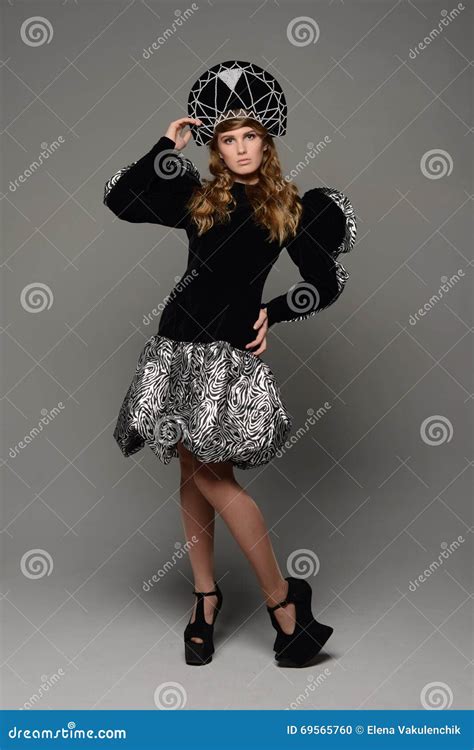 Young Girl in Th Dress of Russian Style Stock Photo - Image of gown ...